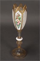 Bohemian Painted Glass Vase,