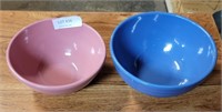 TWO UNMARKED COLORED STONEWARE BOWLS