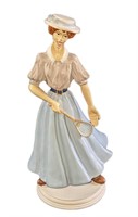 Old Timey Red Head Woman Badminton Player Figurine