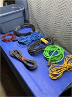 Misc extension cords, coax cord, dog