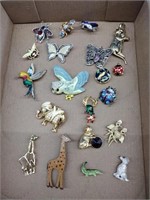 Twenty Costume Jewelry Animal & Bird Pins x20