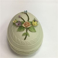 Antique Ivory Hand Painted By Lefton Covered Jar