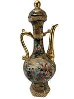 tall Royal Satsuma Hand Painted lidded Pitcher