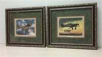 Two Framed Fighter Plane Prints By Roffe 16x14"