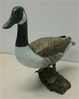 11" Handpainted Goose On Wood Stand with Repairs