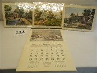 1942 Calendar & Currier & Ives Calendar Tops