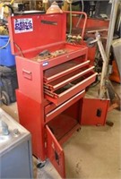 Red Metal Tool Box w/ Metal Cabinet Stand w/