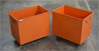 Two Orange Metal Storage Caddy's w/ Casters &