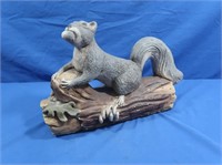 Outdoor Decor-Cement Squirrel on Log