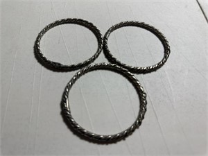 3 Mexican Silver Bangle Bracelets