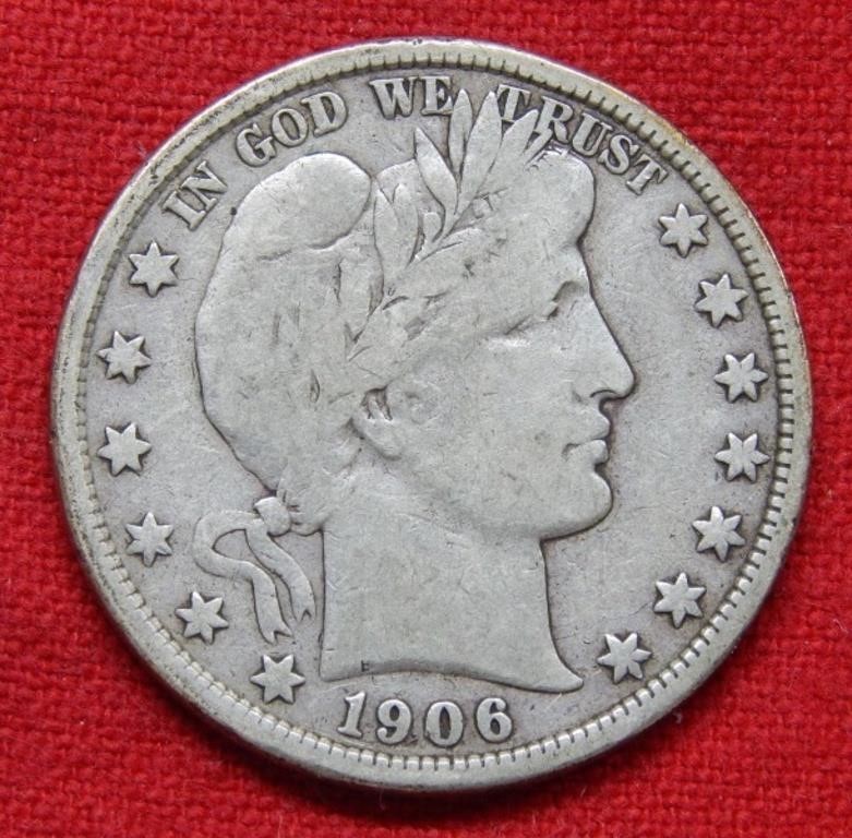 1906 D Barber Silver Half Dollar