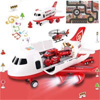 Dwi Dowellin Airplane Toy w/ Fire Truck Cars AZ15