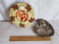 Vintage Christmas Tin & Metal Tray