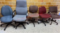 5 Rolling Adjustable Swivel Office Chairs