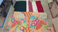 GREEN FLEECE BLANKET- RED-WHITE AND PINK AFGHAN-