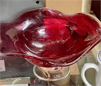 RUBY ART GLASS COMPOTE