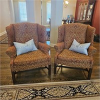 Pair Of Well Made Upholstered Wing Back Chairs