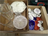 (2) Boxes w/ Tea Dishes, Covered Bowl, Covered