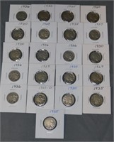 (21) BUFFALO NICKELS ALL WITH FULL DATES.