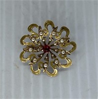 10 K Gold Flower Brooch 1.5g