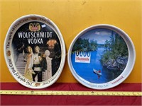 Hamm's Beer & Wolfschmidt Vodka Trays, Vintage