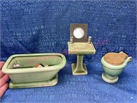 Antique green porcelain bathroom doll furniture