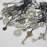 Lot of Symbolic Jewelry w/ Keys & Peace Signs