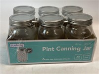 Six New Unopened 1 Pint Canning Jars