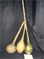 3 LONG NECK DIPPER GOURDS - 14 “ TO 25.5 ‘