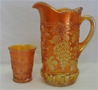 Grape & Cable tankard water pitcher & 1 tumbler