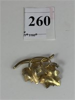 IVY VINE GOLD TONE PIN MARKED 1/20TH 12K B&B