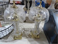 PAIR OF CUT GLASS CRYSTAL TABLE LAMPS