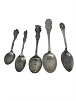 Sterling silver souvenir spoons grouping