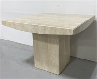Modern white marble 2-pc pedestal end table