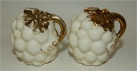 Vintage White Grape Pitchers with Gold Accent