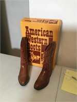 Mens American Western Boots, size 10; like new