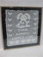 "Some Bunny Loves You" Framed Stitchwork Art