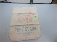 Vtg Great Western Pure Sugar 10 lb Bag 13&1/4"  x