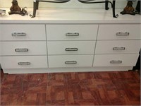 White formica 9 drawer dresser