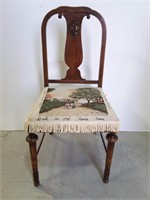 Antique Needlepoint Padded Chair