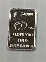 I Love You-1 Gram Silver Dollar