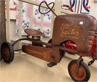 Antique Red “Bmc” Pedal Tractor (W/ 2 Different