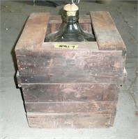 Large Glass Wine Bottles in Wood Box