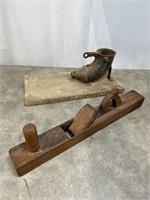 Vintage wood planer and cast iron sausage grinder