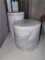 Two Marble  Lidded containers