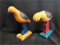 Two Unsigned Carved Wood Birds