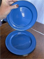 OLD Blue, Black Rimmed Small Enamel Plates