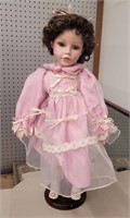 17" Porcelain Doll w Pink Dress