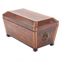 Regency mahogany sarcophagus tea caddy