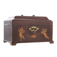 George III painted mahogany tea caddy